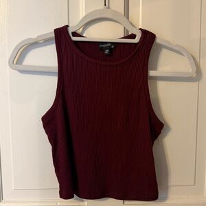 Originality Dark Red Ribbed Crop Top